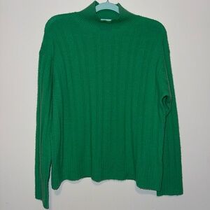 J. Crew Ribbed Mockneck Wool Alpaca Blend Sweater Soft Yarn Green X Small